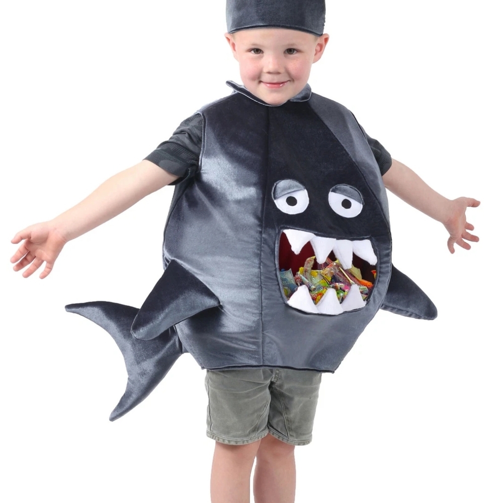 Feed Me Gray Shark Child Boys Girls  Costume for Kids - Gray NEW